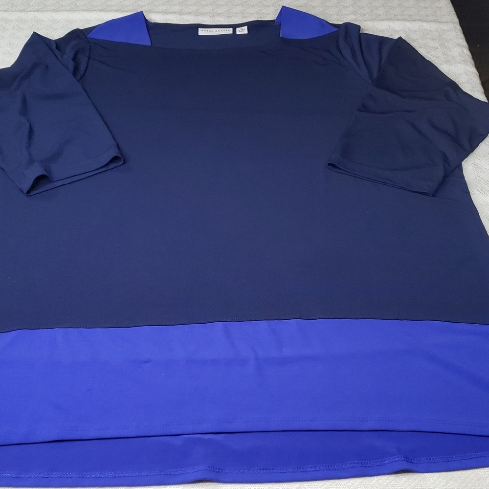 Susan Graver Top Pullover 1x Blue